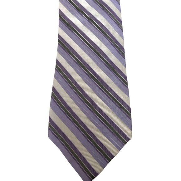 Calvin Klein Multi Color Men 100% Silk Stripes Tie. Light Purple White Green